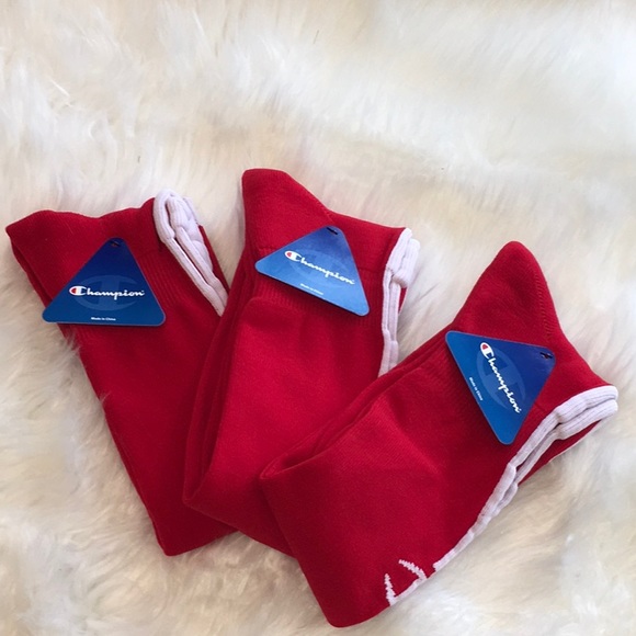 3 Pairs / Champion Fold Over Socks Scarlet & White